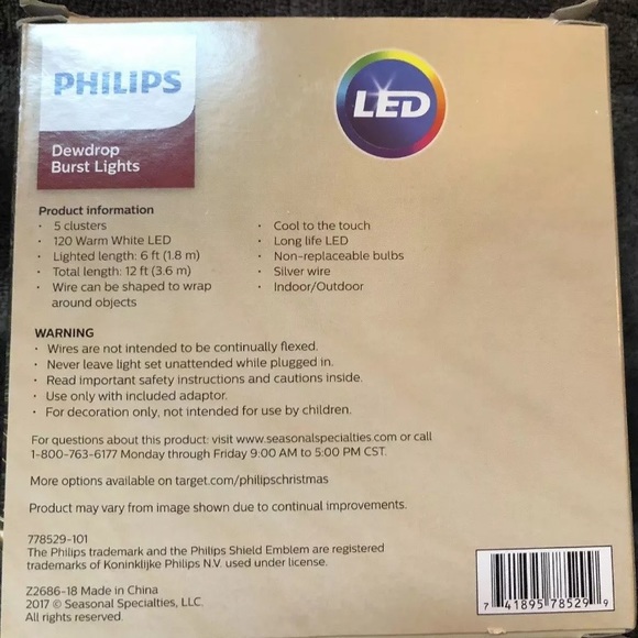2 Philips 120ct DEWDROP 5-CLUSTER BURST LIGHTS - Picture 5 of 5